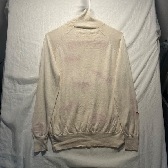 VICTORIAVICTORIA BECKHAM 100% wool cream red city embroidered turtleneck sweater - Picture 2 of 13